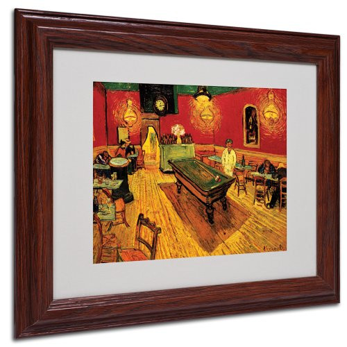 Vincent Van Gogh Night Cafe Framed Matted Canvas Art, 11 by 14-Inch
