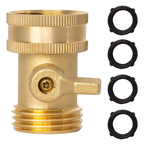 Xiny Tool Brass Garden Hose Shut Off Valve, Heavy Duty 3/4 Inch Solid Brass Garden Hose Shut Off Valve with 4 Extra Rubber Washers