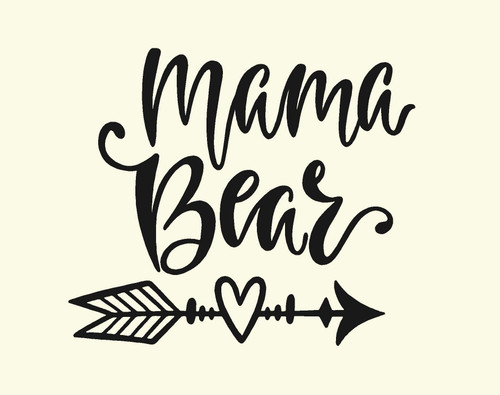 Baby Tee Time Mama Bear Iron on Heat Transfer for Shirts Cotton Polyester and More (Black)