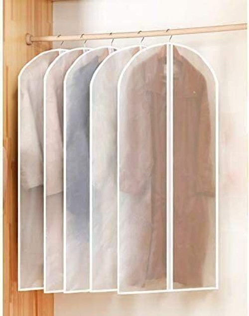 YIYIBYUS 5PCS Waterproof Plastic Garment Bag Clothes Dust Cover Clear Durable 60 * 100cm,Plastic Clear Dust-proof Cloth Cover Suit/Dress Garment Bag Storage Protector