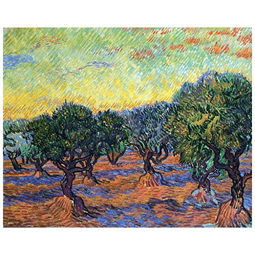 Vincent van Gogh Olive Grove, Orange Sky Deco Fridge Magnet, 1889 Fine Art Repro