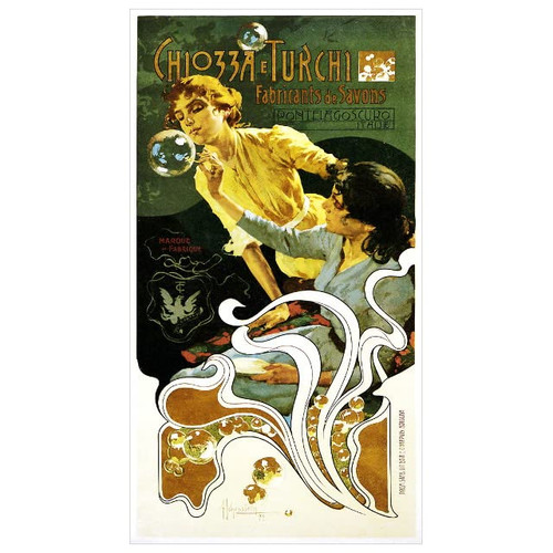 Chiozza e Turchi Soap Advertising Poster Deco Fridge Magnet, 1899 Art Nouveau Refrigerator Magnet