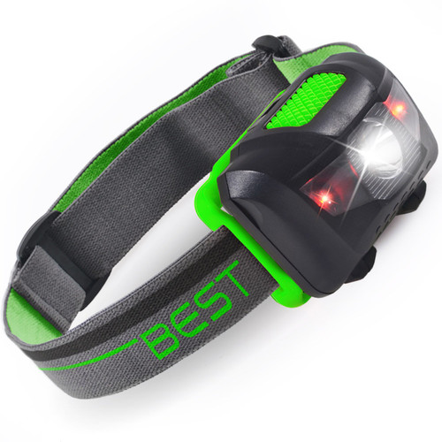 Best 120 Lumen Waterproof LED Headlamp with 4-Modes (White & Red LEDs)