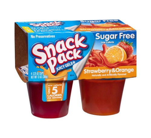 Snack Pack Sugar Free Gelatin Strawberry & Orange Juicy Gels Cups - 4 Cups