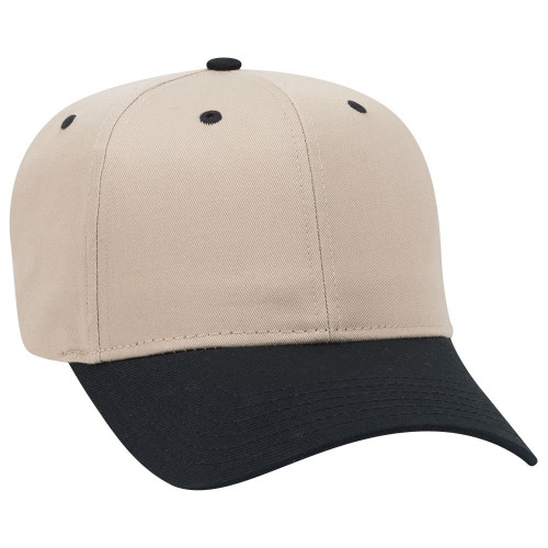 OTTO 6 Panel Pro Style Cotton Blend Twill Cap - Blk/KHA