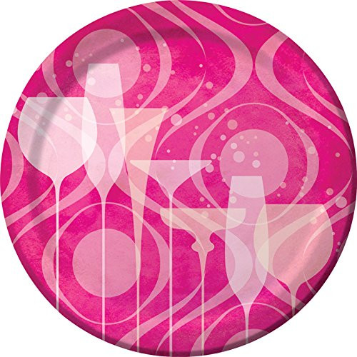 Creative Converting 8 Count Fabulous Birthday Sturdy Style Paper Dinner Plates, 8.75", Pink