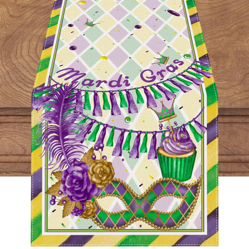 Linen Mardi Gras Table Runner 72 Inches Long New Orleans Mardi Gras Fat Tuesday Brazil Carnival Masquerade Decoration and Supplies for Home Party Linen Mardi Gras Table Runner 72 Inches Long New Orleans Mardi Gras Fat Tuesday Brazil Carnival Masquerade Decoration and Supplies for Home Party