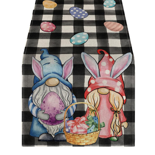 Fxkoolr Easter Table Runner 13x72 Inch, Eggs Bunny Rabbit Gnomes Buffalo Plaid Seasonal Holiday Spring Summer Kitchen Dining Table Decor for Indoor Outdoor Home Party Decoration Fxkoolr Easter Table Runner 13x72 Inch, Eggs Bunny Rabbit Gnomes Buffalo Plaid Seasonal Holiday Spring Summer Kitchen Dining Table Decor for Indoor Outdoor Home Party Decoration