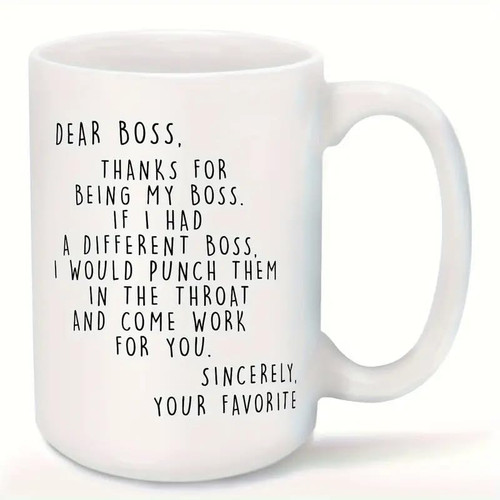Large Coffee Cup, Water Cups, Dear Boss Mug, 15 Ounces Best Boss Mug, Boss Lady Mug, Boss Coffee Mug, Boss Mugs For Men Women, Best Boss Gifts For Men, Funny Boss Gifts