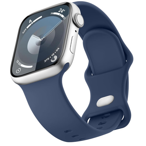 Sport Bands Compatible with Apple Watch Band 41mm 40mm 38mm, Soft Silicone Correa Wristband Replacement Strap Compatible for Apple Watch SE2 SE Series 9 8 7 6 5 4 3 Women Men, Navy Blue,