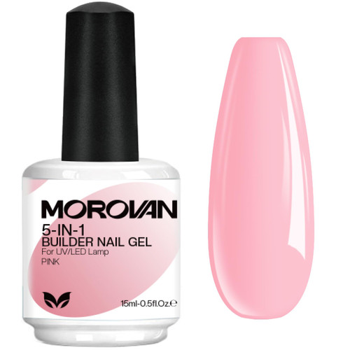 Morovan Builder Gel for Nails in Bottle: 5 in 1 Builder Gel for Nails Pink Builder Strengthener Gel for Reinforcing and Shaping Builder Gel Nail Kit with Nail File