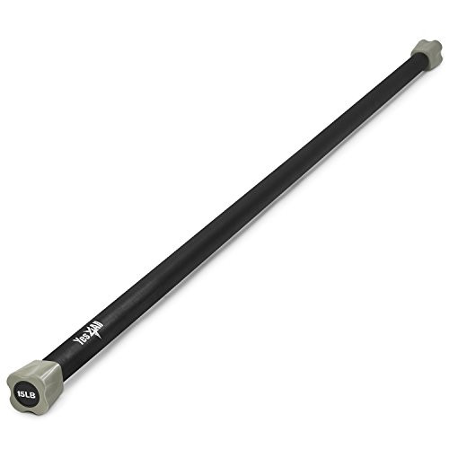 Yes4All Total Body Workout Weighted Bar / Weighted Workout Bar  Great for Physical Therapy, Aerobics and Yoga  Weighted Exercise Bar (15 lbs)