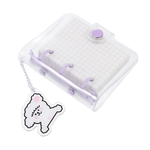 NUOBESTY Mini Transparent Binder Notebook, 3 Ring Binder Covers with 80 Inner Paper Pvc Clear Notebook Loose Leaf Round Ring Protector for Diary Journal