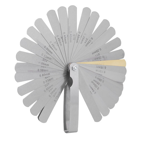 YWBL-WH Feeler Gauge with 32 Blades Gap, Stainless Steel Metric Imperial Dual Marked Measuring Tool 0.04?0.88mm, Feeler Gauge