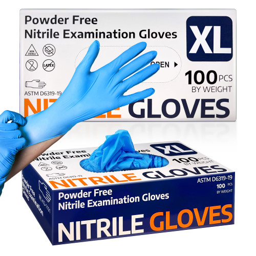 Supmedic Nitrile Exam Glove, 3.5 mil Disposable Medical Gloves Powder-Free Latex-Free, Box of 100 pcs (Blue) (X-Large) Supmedic Nitrile Exam Glove, 3.5 mil Disposable Medical Gloves Powder-Free Latex-Free, Box of 100 pcs (Blue) (X-Large)
