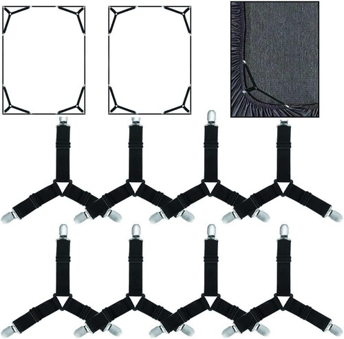 SiaCroly 8Pcs Bed Sheet Fasteners, Bed Sheet Clips Straps Adjustable Triangle Fastener Elastic Corner Suspenders Grippers Holder for Mattress Covers Sofa Cushion SiaCroly 8Pcs Bed Sheet Fasteners, Bed Sheet Clips Straps Adjustable Triangle Fastener Elastic Corner Suspenders Grippers Holder for Mattress Covers Sofa Cushion