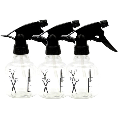 Clear 3 Packs Empty Plastic Spray Bottles, Spray Bottles Black Trigger Sprayers, Adjustable Nozzle for Hair and Cleaning Solutions (8 Ounce)