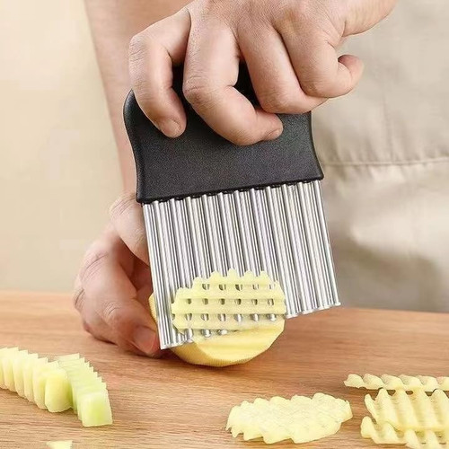 Crinkle Potato Cutter - Wavy Chopper Knife - French Fry Knife Stainless Steel Wavy Chopper for Potato Carrot Cucumber Veggies Crinkle Potato Cutter - Wavy Chopper Knife - French Fry Knife Stainless Steel Wavy Chopper for Potato Carrot Cucumber Veggies