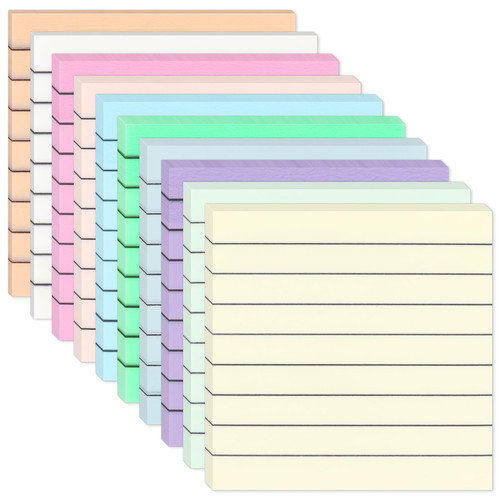 600 Sheets Transparent Sticky Notes with Lines, 3x3 Inch Colorful Annotation Sticky Notes, Waterproof See Through Sticky Notes or School Supplies & Office