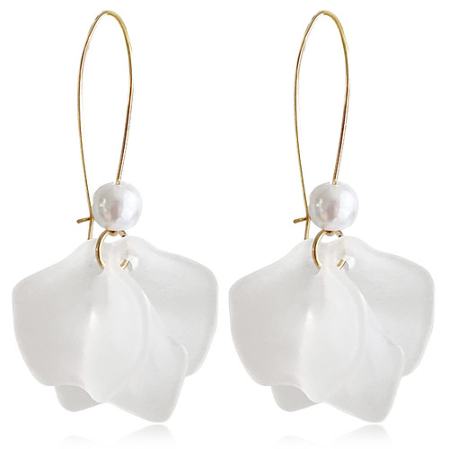 JIUIQL Boho Rose Petal Dangle Resin Earrings - Long Bohemian Drop Acrylic Tiered Flower Earrings - Statement Exaggerated Floral Tassel Earrings for Women and Girls (White) JIUIQL Boho Rose Petal Dangle Resin Earrings - Long Bohemian Drop Acrylic Tiered Flower Earrings - Statement Exaggerated Floral Tassel Earrings for Women and Girls (White)