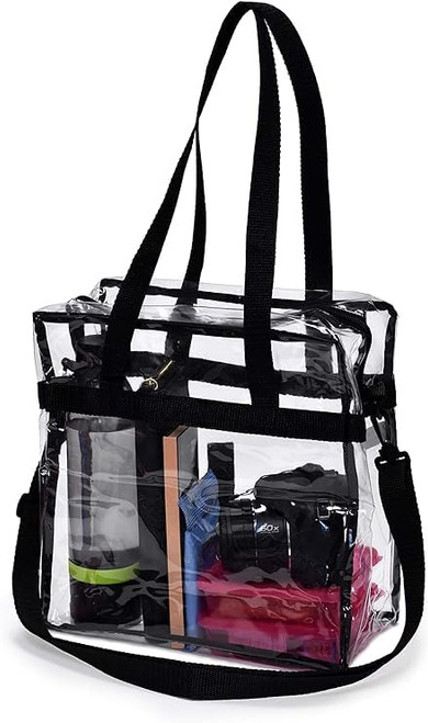 Minos Stadium Approved Clear Tote Bag | Handles | Adjustable Shoulder Strap | Strong zipper closure