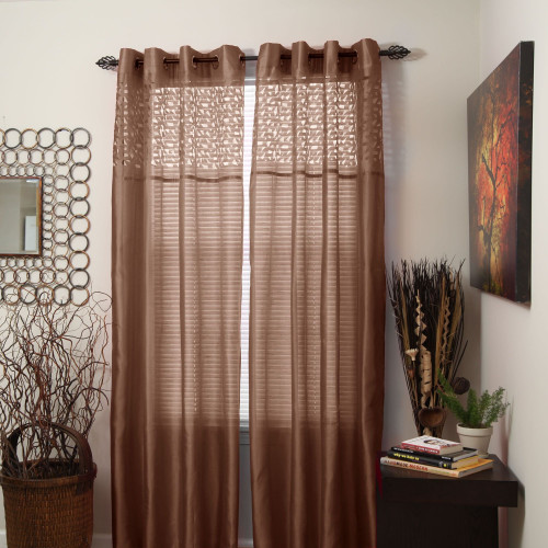 Bedford Home Alla Grommet Curtain Panel, 108-Inch, Chocolate