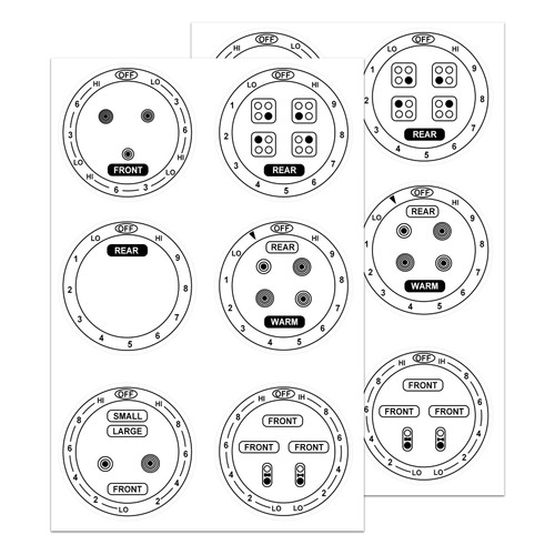 12 Pcs Stove Dials Sticker for Burner Cook Top Hob Cooker Top Oven Replacement Adhesive knob Symbols Electric Range Knob Kit Decals for Identify The Burners (Black)