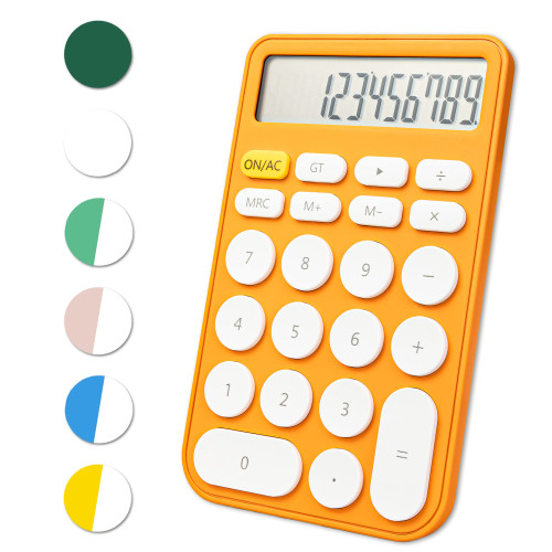 VEWINGL Standard Calculator 12 Digit,Desktop Large Display and Buttons,Calculator with Large LCD Display for Office,School,Home & Business Use,Automatic Sleep,with Battery(Orange White)