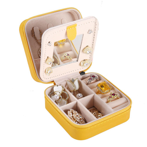 KElofoN Travel jewelry case Travel jewelry box Travel Jewelry Organizer Small Jewelry Organizer Box for Girls Women with Mirror (Yellow) KElofoN Travel jewelry case Travel jewelry box Travel Jewelry Organizer Small Jewelry Organizer Box for Girls Women with Mirror (Yellow)