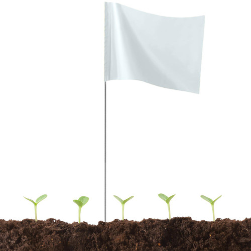 JIZHGRAD Dog Invisible Fence Training Flags for Yard, 4x5x15 inch Utility Marking Flags for Lawn, Wire flags, Survey Flags, 50 Pcs Boundary Marker Flags, landscaping Flags, Irrigation Flags. (White)
