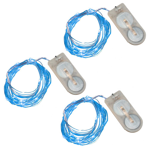 LumaBase 60203 3 Count Battery Operated Submersible Mini String Lights (60 Lights), Blue