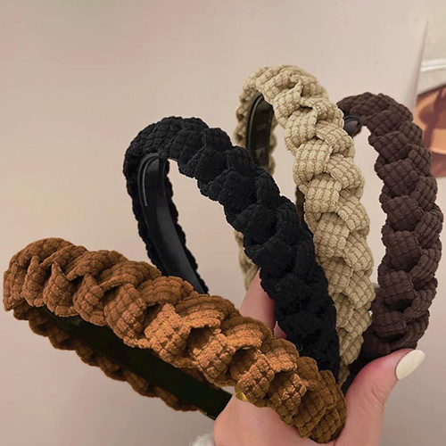 WOVOWOVO 4 Packs Braided Headbands for Women Girls Wide Hairbands Non Slip Fashion Head Bands for Womens Hair Twist Headband Thick Solid Color Hair Accessories