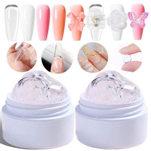YEPYEPGO Solid Sculpture Builder Gel for Nails 2PCS, Non-Sticky Hand Solid Builder Gel, Upgrade Solid Extension Gel, 3d Sculpting Gel for Nail Art Design,Clear