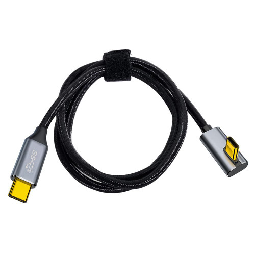 cablecc 10Gbps 100W Reversible Data Type-C USB-C Male to Male USB3.1 Cable Low Profile Angled 90 Degree for Laptop Phone 100CM