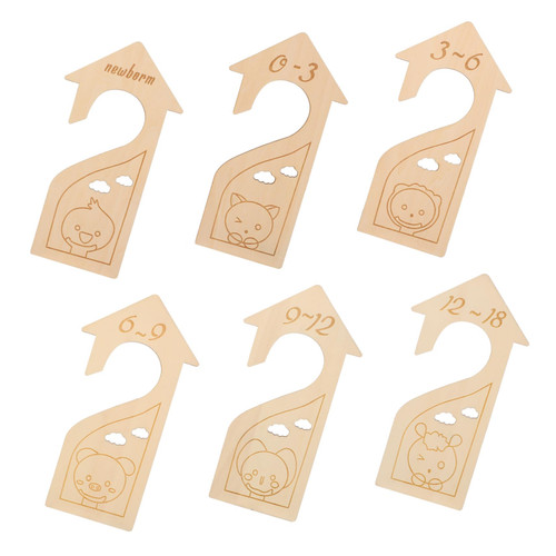 Ciieeo 6pcs Clothing Classifier Baby Clothes Dividers Kid Hangers Baby Closet Divider Clothing Rack Dividers Size Closet Dividers Hanging Round Wardrobe Coat Hanger Wooden