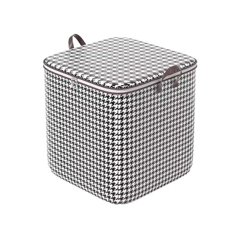 Houndstooth Storage Bag Large Capacity Folding Clothes Portable Wardrobe Sorting Clothes Storage Box With Reinforced Handle Zipper For Home Comforters Pillow Blanket Bedding Quilt (3-A, One Size)