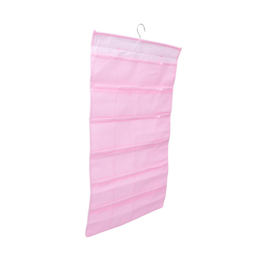 Hohopeti Storage Bag Socks Hanging Organizer Hanging Storage Organiser Wardrobe Hanging Pouch Coat Hangers Hanging Pouch for Briefs Closet Hanging Pouch Storage Box Grid Pink Student Fold