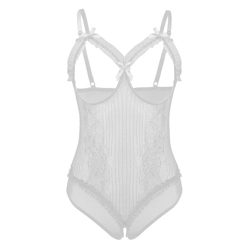 Women One Piece Lingerie Sexy Floral Lace Hollow Out Bodysuit Teddy Mini Babydoll Nightie Nightgown Underwear (White, M) Women One Piece Lingerie Sexy Floral Lace Hollow Out Bodysuit Teddy Mini Babydoll Nightie Nightgown Underwear (White, M)
