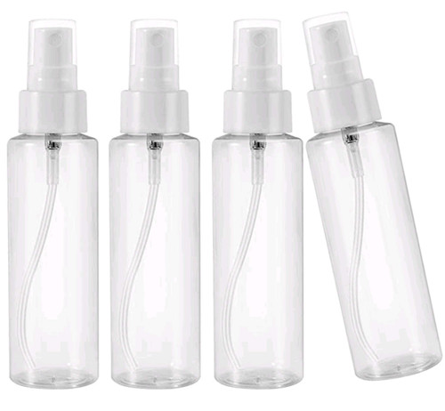 4 Pack 100 ML Clear Plastic Spray Bottles with Fine Mist Sprayer.Refillable & Reusable Bottles for Essential Oils,Perfumes,Cleaning Products,Aromatherapy.