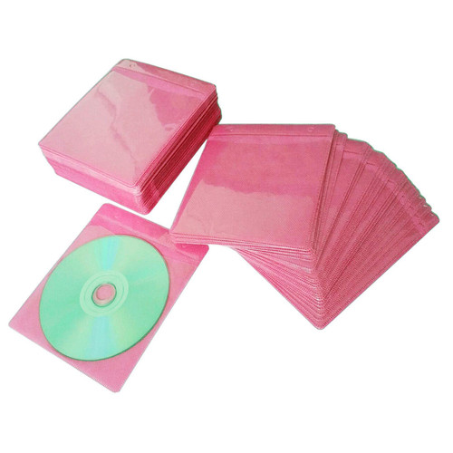 HAPLIVES CD/DVD/BluRay Sleeves,Double-Sided Refill Plastic Sleeve for CD and DVD Storage Binders,100 Pack (Pink)