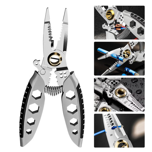7-Inch Multipurpose Wire Stripper, Multi-purpose Professional Wire Stripping Tool, Heavy Duty Multi-Purpose Wire Stripping Tool, Wire Strippers And Crimping Tool for Stripping, Cutting and Crimping