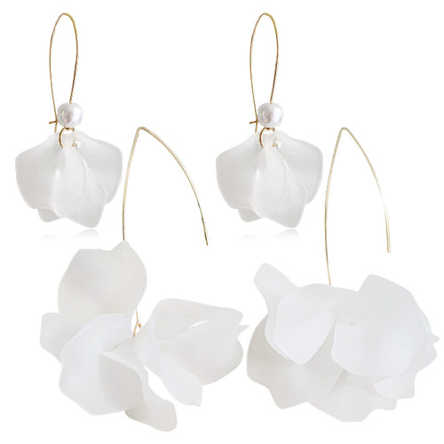 Boho Rose Petal Dangle Resin Earrings - Long Drop Acrylic Tiered Flower Earrings - Statement Exaggerated Floral Tassel Earrings for Women and Girls (White) Boho Rose Petal Dangle Resin Earrings - Long Drop Acrylic Tiered Flower Earrings - Statement Exaggerated Floral Tassel Earrings for Women and Girls (White)
