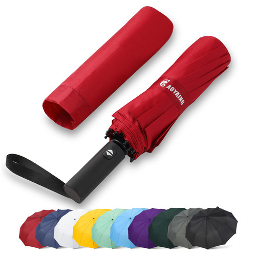 GAOYAING Windproof Travel Compact Umbrella Automatic Umbrellas for Rain Compact Folding Umbrella Portable Windproof Umbrellas for Men Women Teenage Red