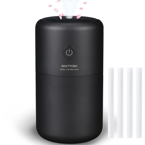 BOCTTCBO Portable Humidifiers for Bedroom, 230ml USB Humidifier with Colorful Night Light, Small Cool Mist Humidifier & Essential Oil Diffuser, Waterless Auto-Off, 2 Mist Modes, Car, Travel