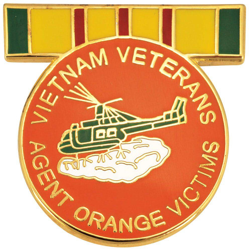 Vietnam Veterans Agent Orange Victims Huey & Service Ribbon Pin