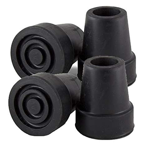 Sky Med 5/8" Shaft Round Handle, Curved Handle Cane Replacement Tip Black 4 CT (Black)