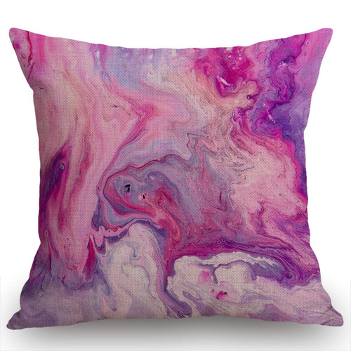Swono Purple Marble Pattern Farmhouse Pillow Cover Cotton Linen Decorative Square Throw Pillow Cover 18x18 Inch for Sofa Couch Decoration