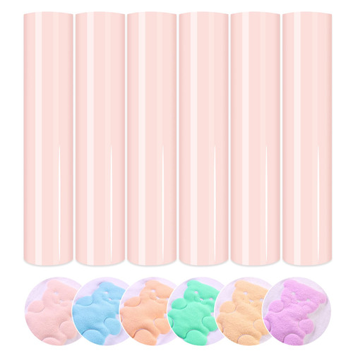 HTVSTD Pastel Pink Puff Vinyl Heat Transfer -12"* 10" 6pcs Puffy HTV Iron On Vinyl HTV Puffy Heat Transfer Vinyl for T-Shirts Puff HTV Compatible with Sillhouette Cameo or Cricut