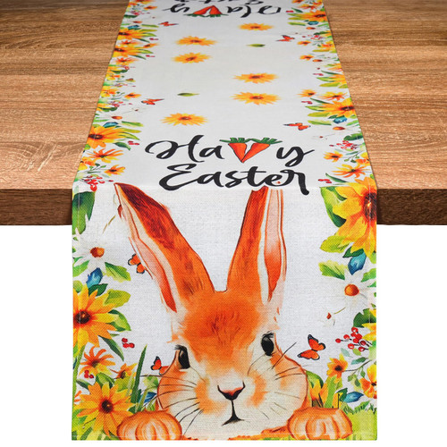 Easter Decorations Bunny Rabbit Leaves Floral Easter Table Runner Spring Seasonal Holiday Kitchen Dining Table Decoration for Indoor Home Party Decor 13x72 Inch Easter Decorations Bunny Rabbit Leaves Floral Easter Table Runner Spring Seasonal Holiday Kitchen Dining Table Decoration for Indoor Home Party Decor 13x72 Inch