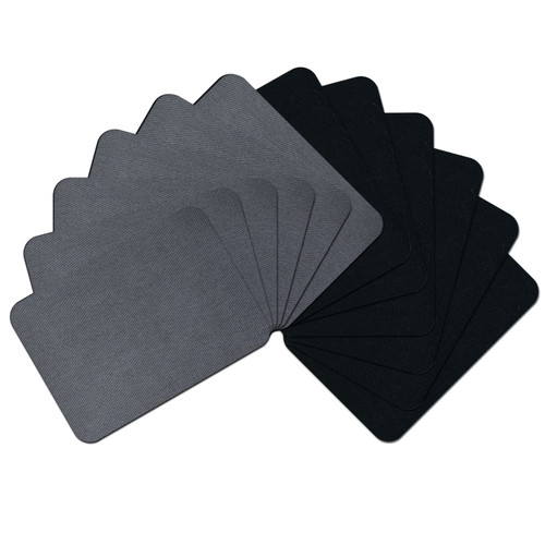 Guokuai 12PCS Premium Quality Fabric Repair Patches Iron-on Patches for Clothing Inside & Outside Strongest Glue Cotton 3" by 4-1/4" (7.5 cm x 10.5 cm) (Black Dark Grey)